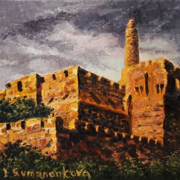 Painting titled "Citadel. Original p…" by Irina Sumanenkova, Original Artwork, Oil Mounted on Wood Stretcher frame