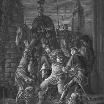 Disegno intitolato "Arrest of Quasimodo…" da Irina Sumanenkova, Opera d'arte originale, Inchiostro