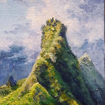 Painting titled "Hawaiian spire Orig…" by Irina Sumanenkova, Original Artwork, Oil Mounted on Wood Panel
