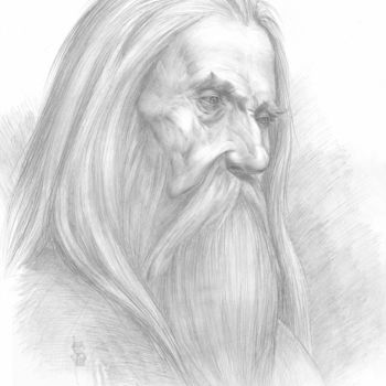 Drawing titled "Portrait of an old…" by Irina Sumanenkova, Original Artwork, Pencil