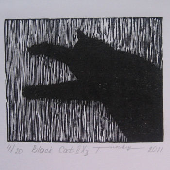 Painting titled "Black cat II" by Irina Titovets, Original Artwork