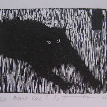 Painting titled "Black cat I" by Irina Titovets, Original Artwork