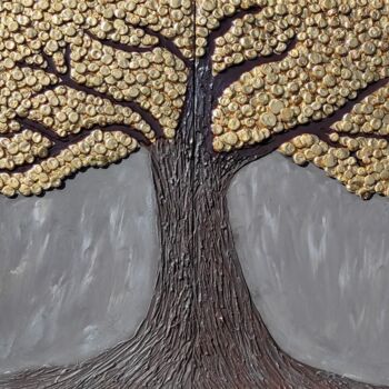 Painting titled "Money Tree" by Irina Tkachenko (iraHAPPYart), Original Artwork, Acrylic Mounted on Wood Stretcher frame