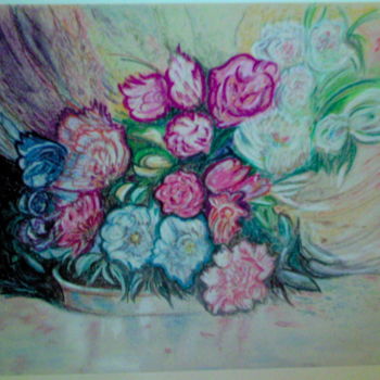 Peinture intitulée "irina-s-fleurs.jpg" par Irina Tonas, Œuvre d'art originale, Pastel