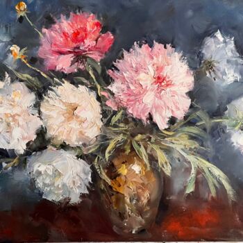 Картина под названием "Пионы в конце мая .…" - Ирина Ускорева, Подлинное произведение искусства, Масло