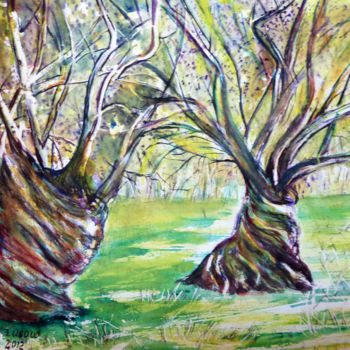 Malarstwo zatytułowany „Olivenbäume” autorstwa Irina Usova, Oryginalna praca, Akwarela