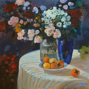 Painting titled "Натюрморт с хурмой" by Irina Vasileva, Original Artwork, Oil