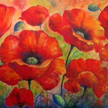 Painting titled "Poppies" by Irina Velman, Original Artwork, Acrylic