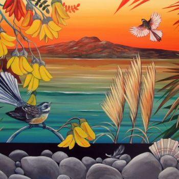 Schilderij getiteld "Rangitoto Island Vi…" door Irina Velman, Origineel Kunstwerk, Acryl
