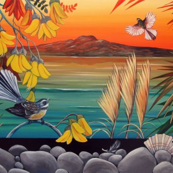 Painting titled "Rangitoto Island Vi…" by Irina Velman, Original Artwork, Acrylic