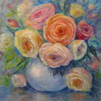 Картина под названием "Roses" - Irina Velman, Подлинное произведение искусства, Акрил