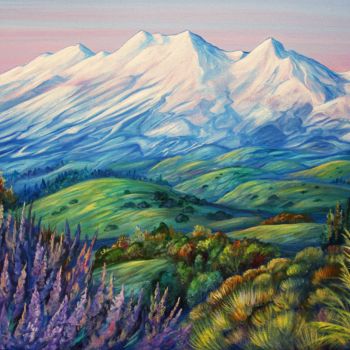 Painting titled "Mount Ruapehu" by Irina Velman, Original Artwork, Acrylic