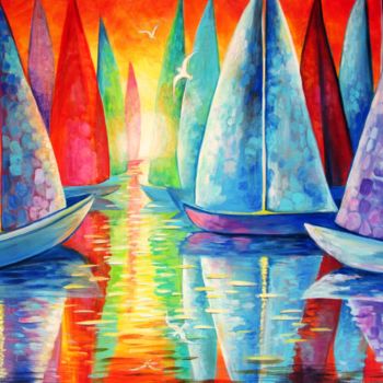 Painting titled "Sailing to the Sun" by Irina Velman, Original Artwork, Acrylic