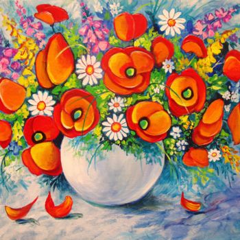 Painting titled "Wild Flowers" by Irina Velman, Original Artwork, Acrylic