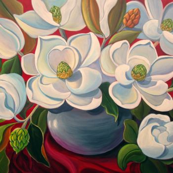 Painting titled "Magnolia" by Irina Velman, Original Artwork, Acrylic