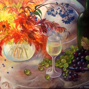 Painting titled "Afternoon Wine" by Irina Velman, Original Artwork, Acrylic