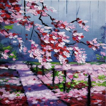 Картина под названием "Pink forest" - Ирина Вишневецкая, Подлинное произведение искусства, Акрил Установлен на Деревянная ра…