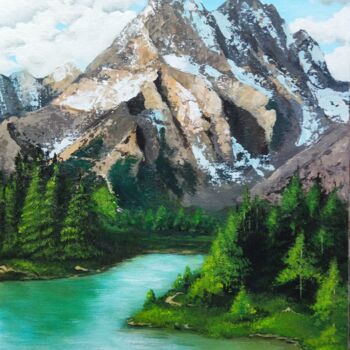 Painting titled "Mountain landscape…" by Irina Vishnevetskaia, Original Artwork, Acrylic