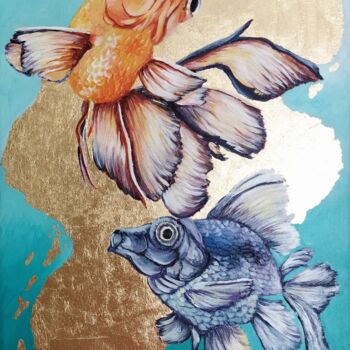 Pittura intitolato "interior fish" da Irina Vishnevetskaia, Opera d'arte originale, Acrilico Montato su Telaio per barella i…