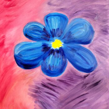 Ζωγραφική με τίτλο "Синий цветок." από Irina Voloshina, Αυθεντικά έργα τέχνης, Λάδι Τοποθετήθηκε στο Ξύλινο φορείο σκελετό
