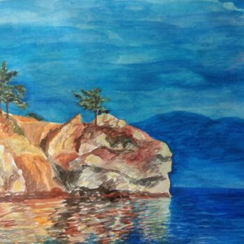 Peinture intitulée "Озеро Байкал" par Irina Zaitseva, Œuvre d'art originale, Aquarelle Monté sur Châssis en bois