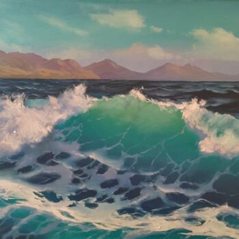 Картина под названием "Морская волна" - Irina Zakharova, Подлинное произведение искусства, Масло Установлен на Деревянная ра…