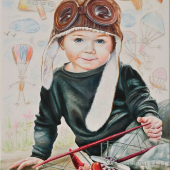 Painting titled ""Exupery's childhoo…" by Irina Zarubina, Original Artwork, Oil Mounted on Wood Stretcher frame