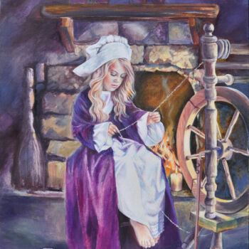 Painting titled ""Cinderella"" by Irina Zarubina, Original Artwork, Oil Mounted on Wood Stretcher frame