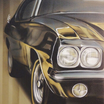 Arts numériques intitulée "Pontiac GTO" par Irina Ziborova, Œuvre d'art originale, Peinture numérique Monté sur Châssis en b…