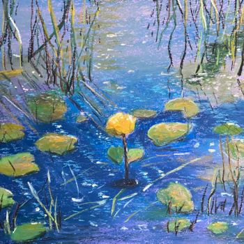 Schilderij getiteld "lonely water lily" door Irina Shepchenko, Origineel Kunstwerk, Pastel