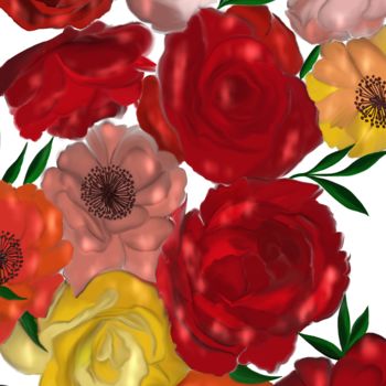 Arte digital titulada "Roses digital paint…" por Irina Bbota, Obra de arte original, Pintura Digital