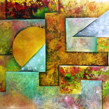 Картина под названием "Puzzle de saisons" - Irinele, Подлинное произведение искусства, Масло