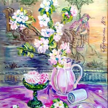 Pittura intitolato "цветы яблони" da Irina Garshina, Opera d'arte originale