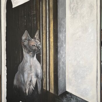 Peinture intitulée "“THE WATCHER”" par Irina Ges, Œuvre d'art originale, Argile