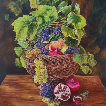 Painting titled "Still life with a d…" by Hvalina Irina, Original Artwork, Oil Mounted on Wood Stretcher frame