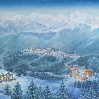 Pintura titulada "Winter evening" por Hvalina Irina, Obra de arte original, Oleo