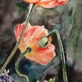 Desenho intitulada "Composition №4" por Irina Khabibova, Obras de arte originais, Aquarela