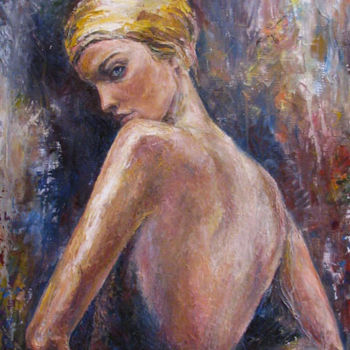 Картина под названием "Обернувшаяся" - Irene Kruglov, Подлинное произведение искусства, Масло