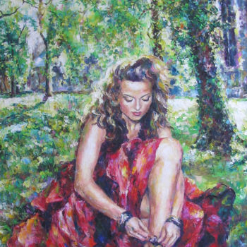 Картина под названием "Незнакомка" - Irene Kruglov, Подлинное произведение искусства, Масло