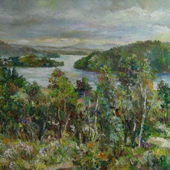 Painting titled "Нижнетуринский пруд" by Irene Kruglov, Original Artwork