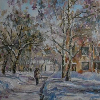 Картина под названием "Зимней порой" - Irene Kruglov, Подлинное произведение искусства, Масло