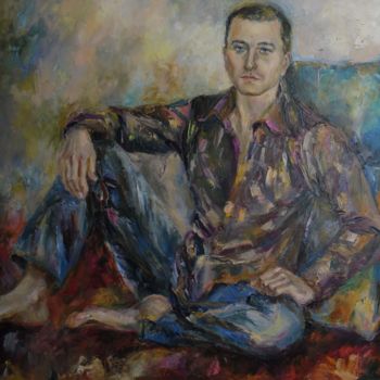 Schilderij getiteld "Мужской портрет" door Irene Kruglov, Origineel Kunstwerk, Olie