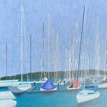 Painting titled "Rushcutters Bay" by Irina Rabeja, Original Artwork, Acrylic Mounted on Wood Stretcher frame