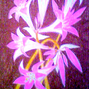 Painting titled "Magic Lilies On Bro…" by Irina Rabeja, Original Artwork, Pastel