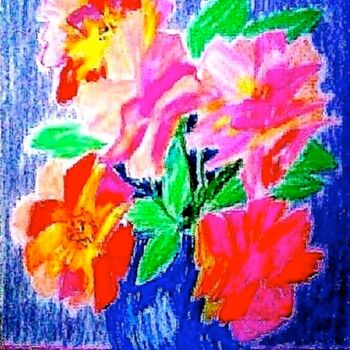 Painting titled "Roses In Vase" by Irina Rabeja, Original Artwork, Pastel