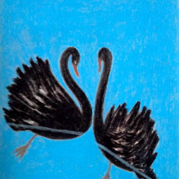Картина под названием "Two Swans on Lake R…" - Irina Rabeja, Подлинное произведение искусства, Пастель