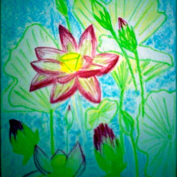 Painting titled "Lotuses" by Irina Rabeja, Original Artwork, Pastel