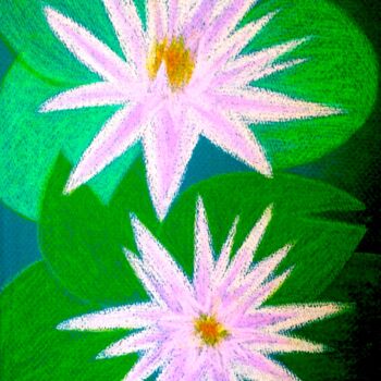 Pintura titulada "Pink Waterlilies" por Irina Rabeja, Obra de arte original, Pastel