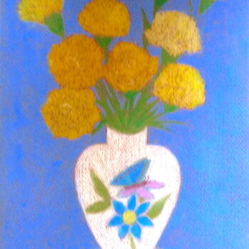 Peinture intitulée "Yellow Carnations i…" par Irina Rabeja, Œuvre d'art originale, Pastel