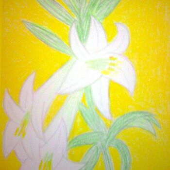 Peinture intitulée "White Lilies" par Irina Rabeja, Œuvre d'art originale, Pastel